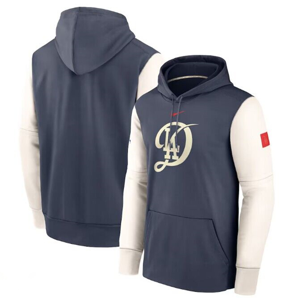 Men's Los Angeles Dodgers Navy 2024 City Connect Practice Performance Pullover Hoodie Men's Los Angeles Dodgers Navy 2024 City Connect Practice Performance Pullover Hoodie